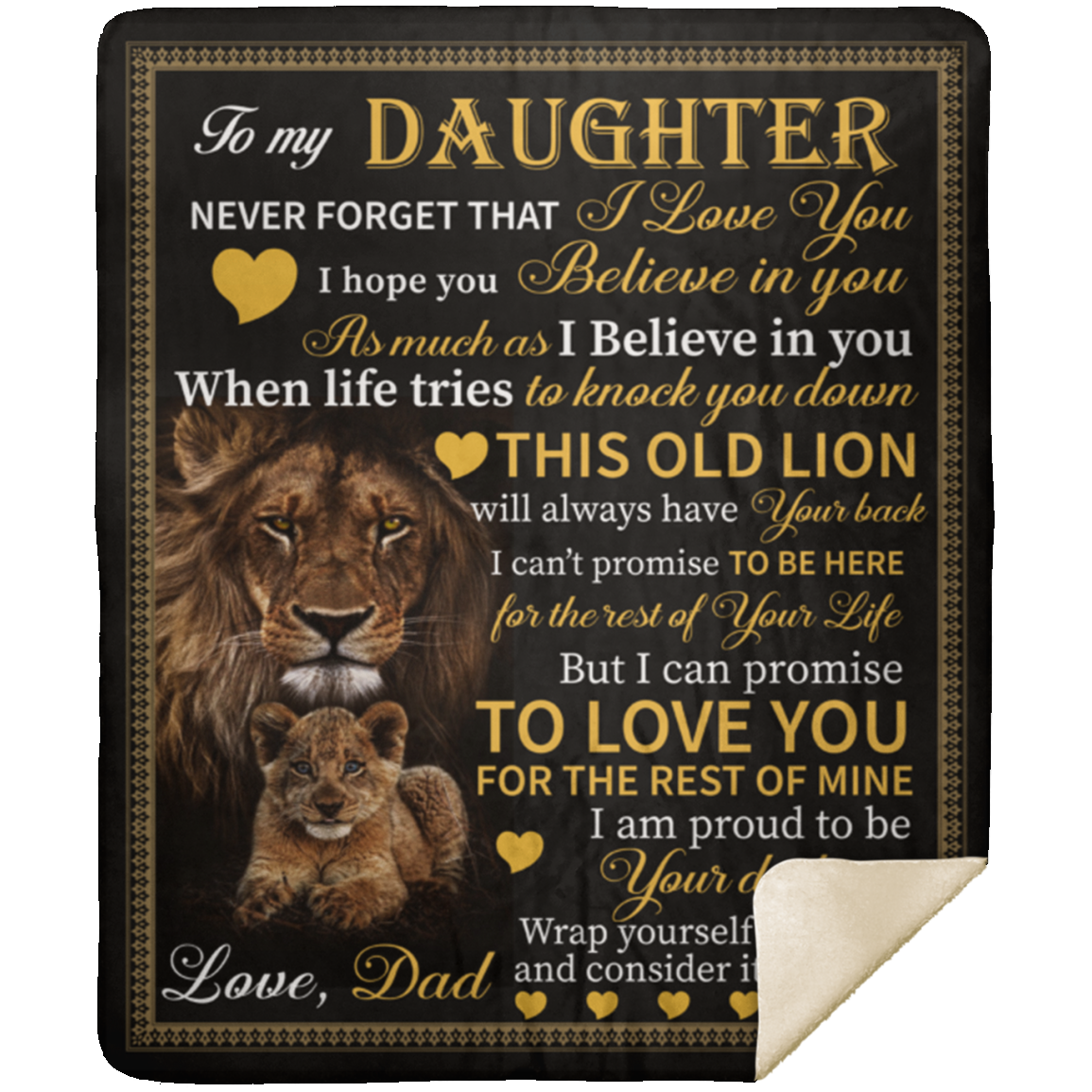 To My Daughter This Old Lion - Sherpa Blanket 50x60