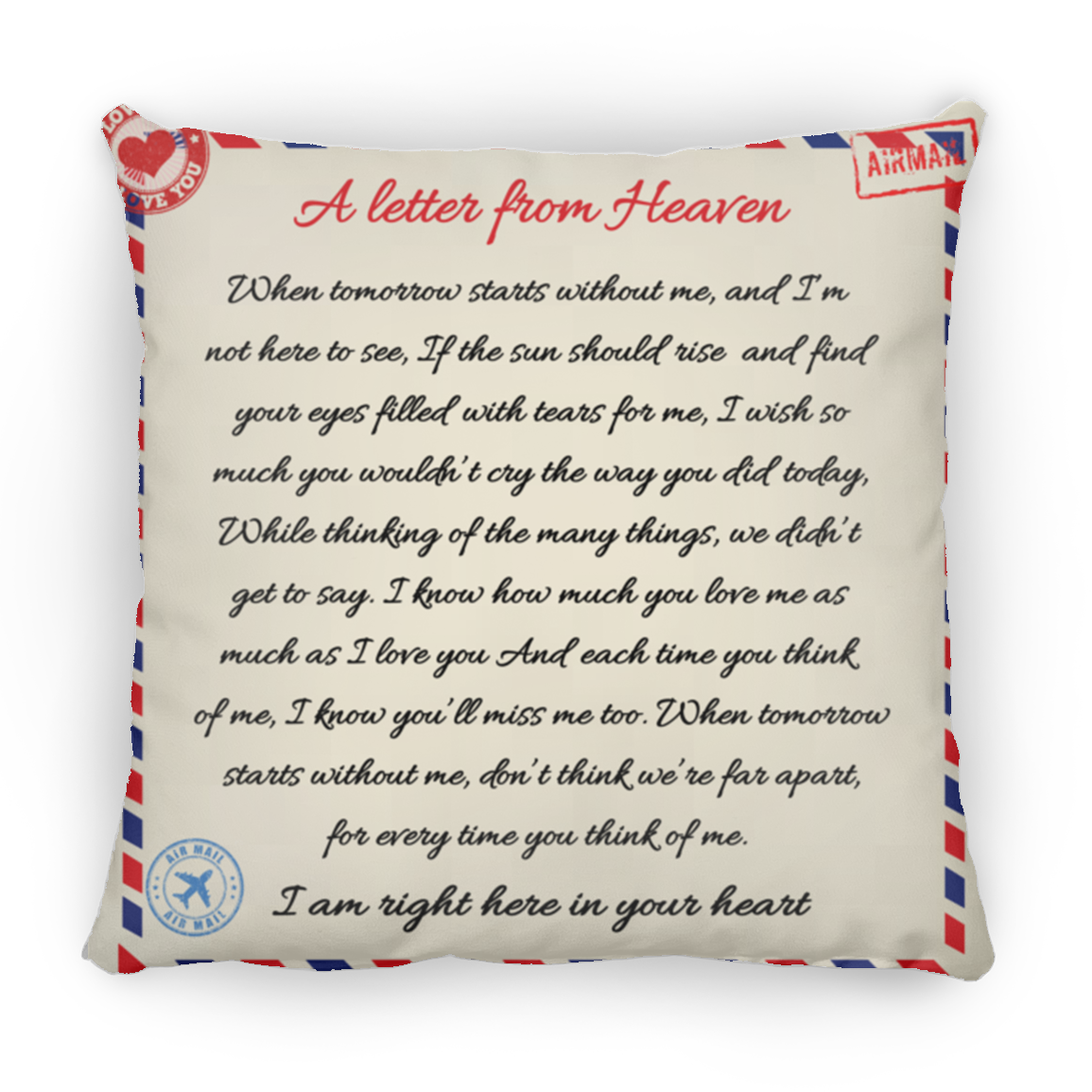 Letter From Heaven - Large 18x18 Pillow
