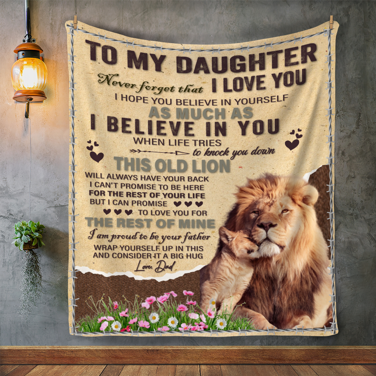 To My Daughter This Old Lion - Sherpa Blanket 50x60