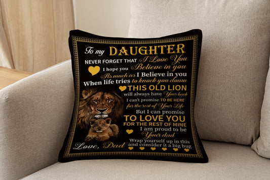 To My Daughter This Old Lion - Large 18x18 Pillow