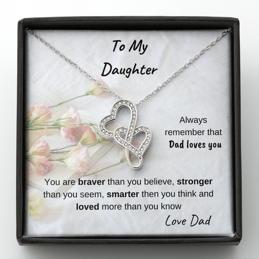 To My Daughter for Graduation - Double Hearts Necklace