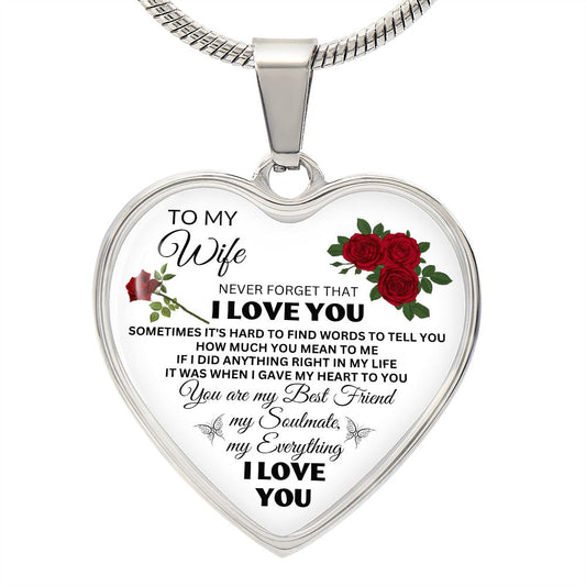 To My Wife - Heart Pendant Necklace