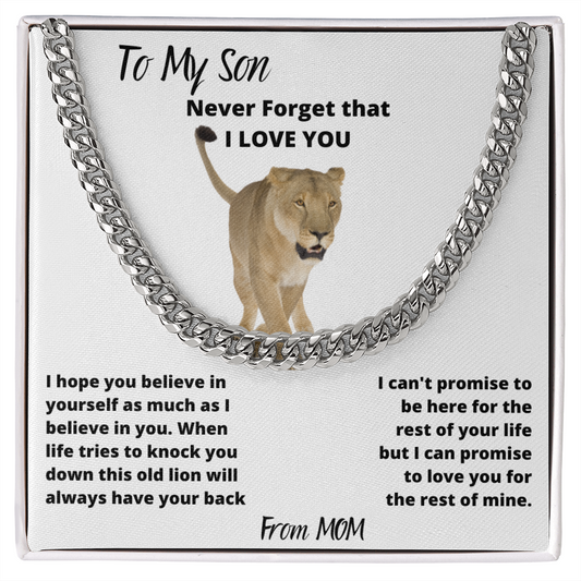 To My Son - Never Forget - Cuban Link Chain