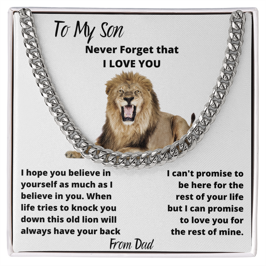 To My Son - Never Forget That I Love You - Cuban Link Chain