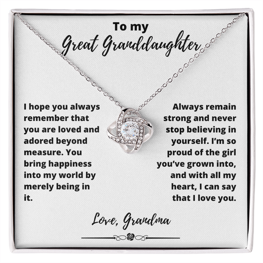 To My Great Granddaughter From Grandma - Love Knot Necklace
