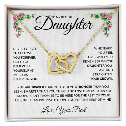 To My Beautiful Daughter - Interlocking Hearts Necklace