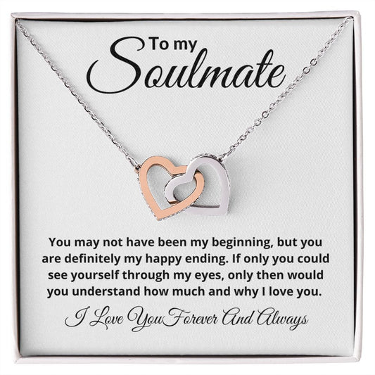 To My Soulmate - I love You Forever - Interlocking Hearts Necklace