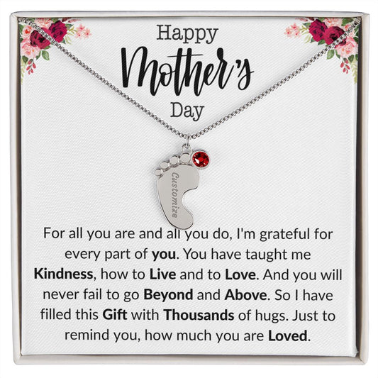 Mother's Day Custom Baby Feet Necklace with birthstone