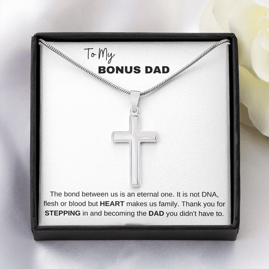 To My Bonus Dad - Cross Necklace