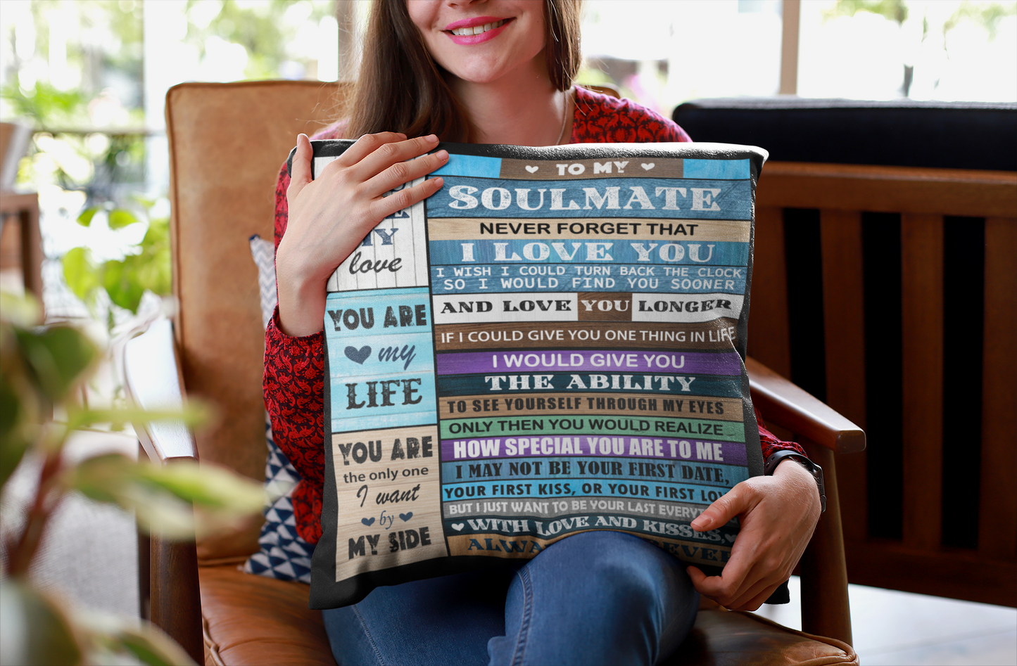 To My Soulmate Always and Forever - Large 18x18 Pillow