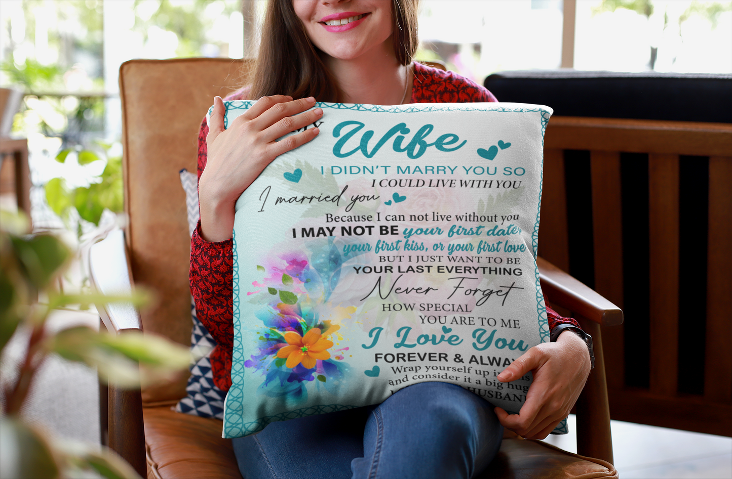 To My Wife Can't Live Without You - Large 18x18 Pillow