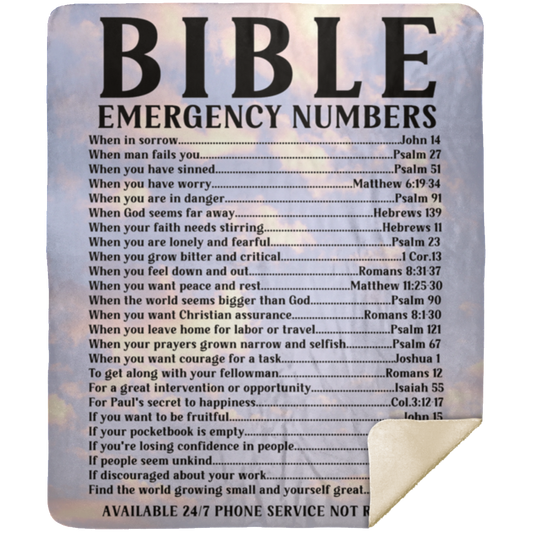 Bible Emergency Numbers - Sherpa Blanket 50x60