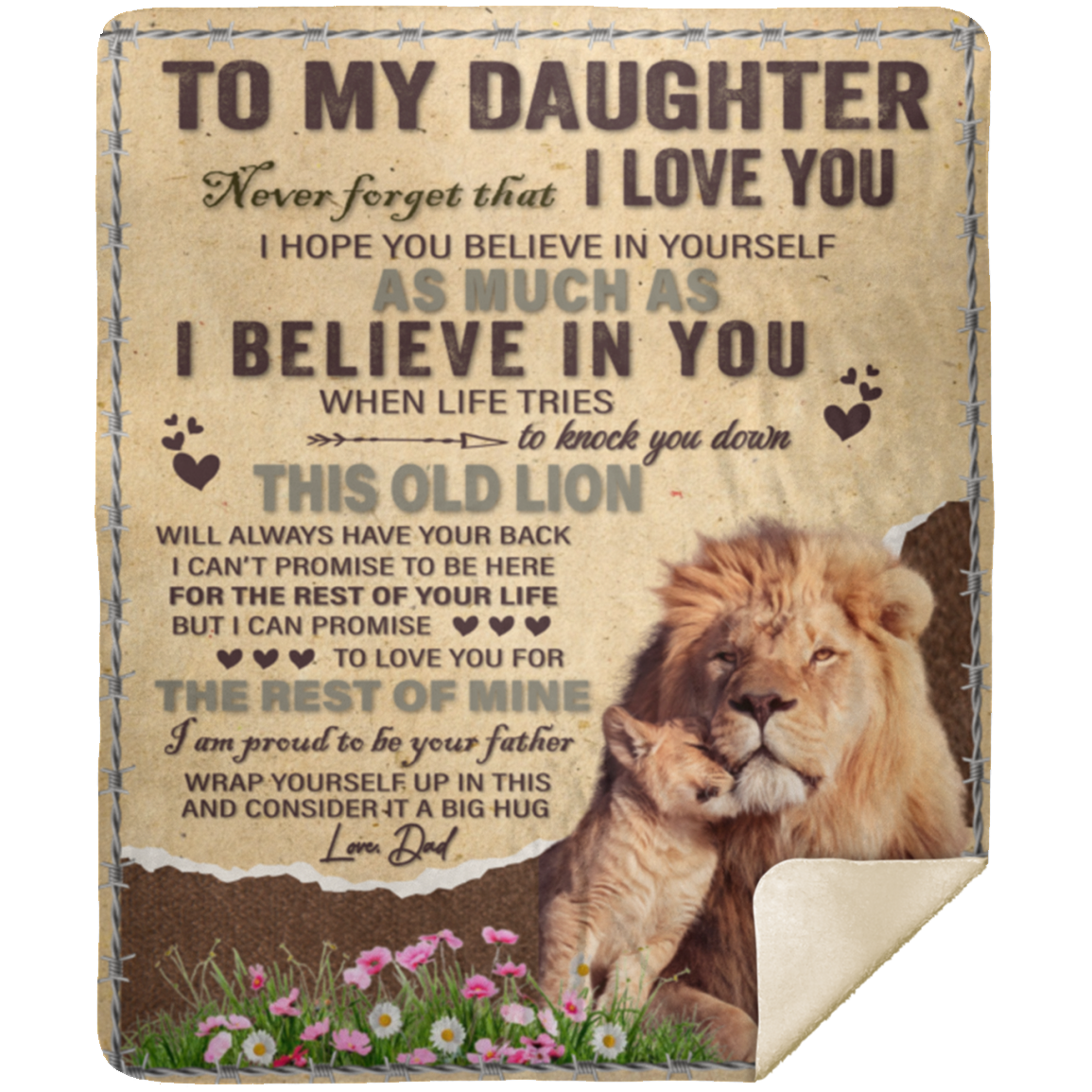 To My Daughter This Old Lion - Sherpa Blanket 50x60