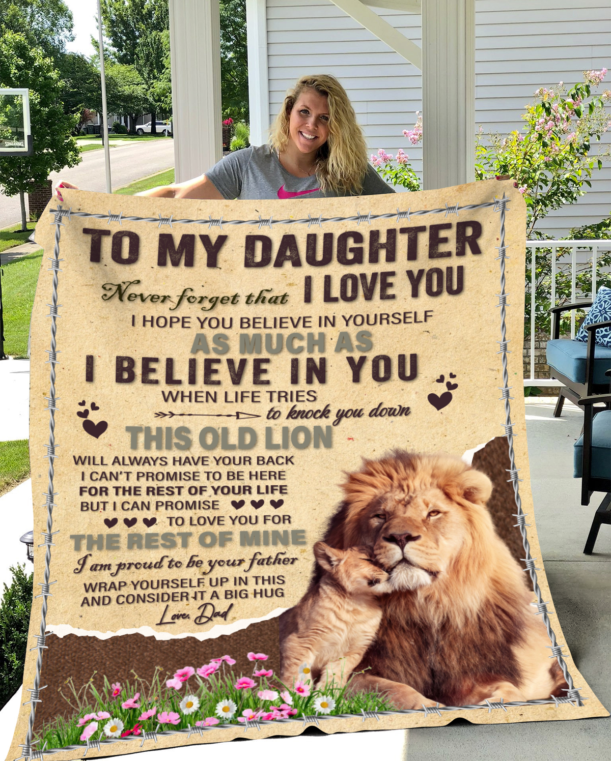 To My Daughter This Old Lion - Sherpa Blanket 50x60