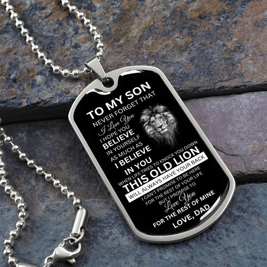 To My Son From Dad Dog Tag -This Old Lion