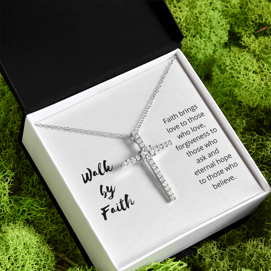 Walk By Faith - CZ Cross Necklace
