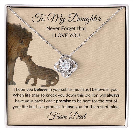 To My Daughter - This Old Lion - Love Knot Necklace