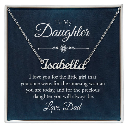 To My Daughter - Name Necklace w/ Message Card